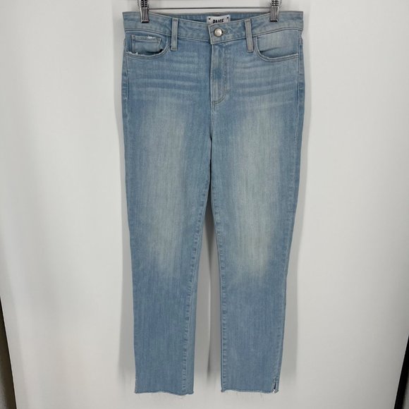 PAIGE Denim - Paige Womens Hoxton Slim Fit Jeans Size 29 Light Wash Crop Ankle Stretch Coastal